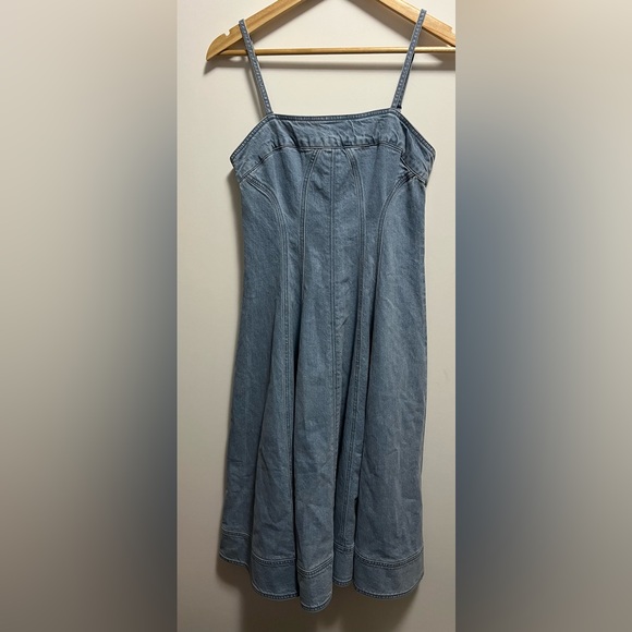 Pilcro Square-Neck Seamed Chambray Denim Midi Dress Women’s Size XS - Picture 2 of 9